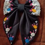 Pearl-Embellished Hand-Embroidered HairBow