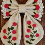 Rose Petal Elegance Embroidered HairBow