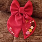 Custom Hand-Embroidered Floral HairBow