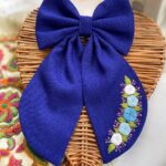 Royal Blue Floral Embroidered HairBow