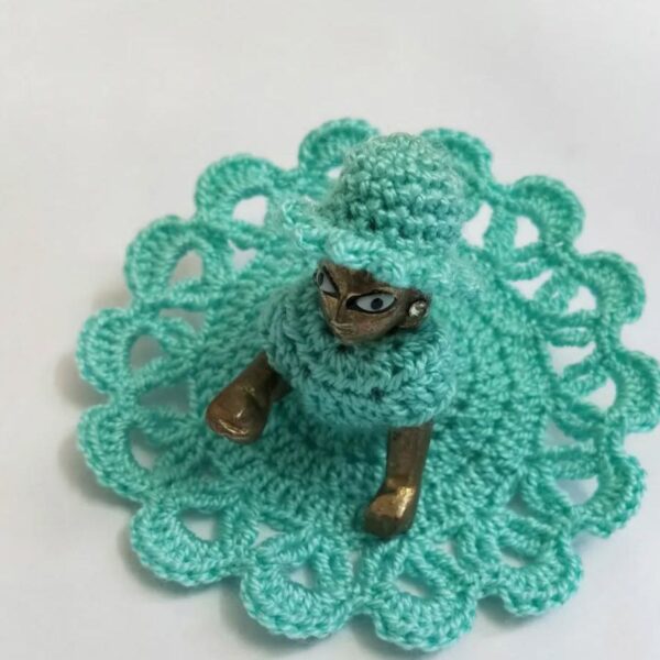 Elegant Sky Blue Crochet Dress for Ladoo Gopal