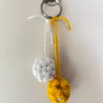 Handmade Crochet Twin Pom-Pom Keychain